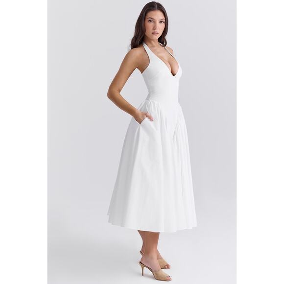 House Of CB Marilyn Cotton Halter Midi Sundress - XL-US 10-12 - Picture 2 of 8